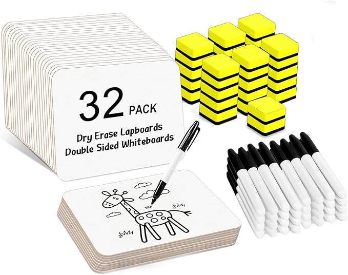 Dry Erase Lapboards, HERKKA 32 Pack Double Sided Dry Erase Lap Boards 9 x 12.5 by HERKKA