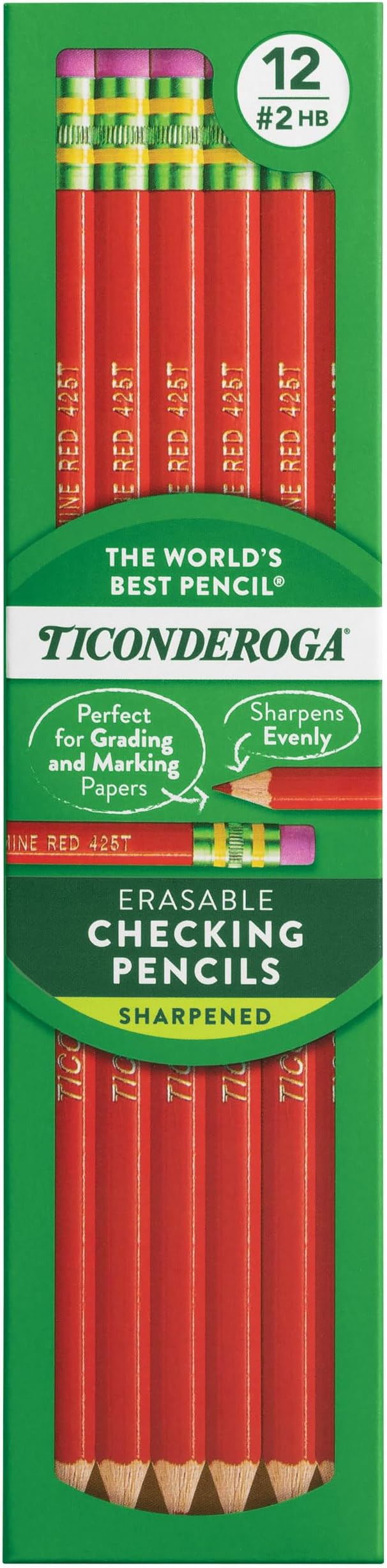 Ticonderoga Erasable Checking Wood-Cased Pencils, Pre-Sharpened by Ticonderoga