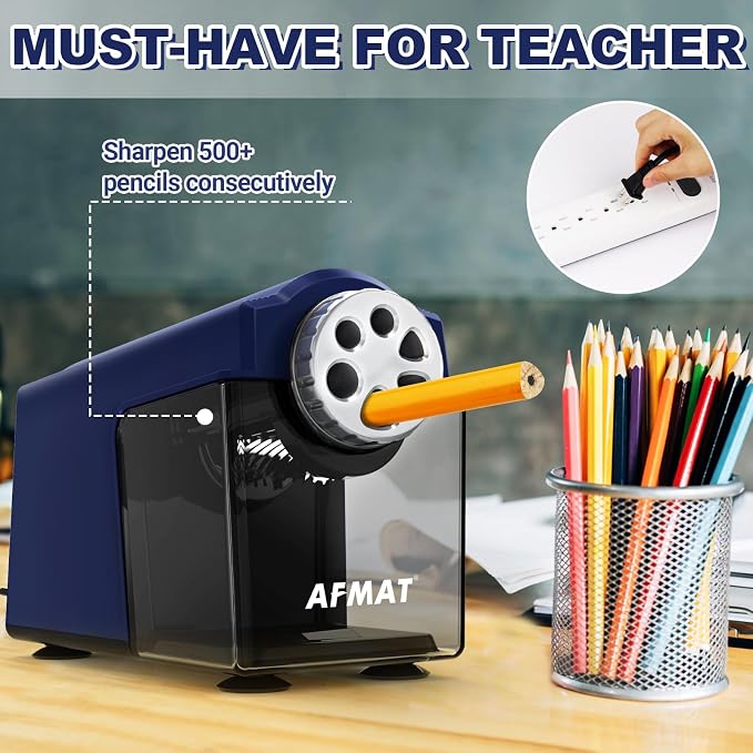 AFMAT Electric Pencil Sharpener Heavy Duty, 6-Hole Classroom Pencil Sharpener - Image 5