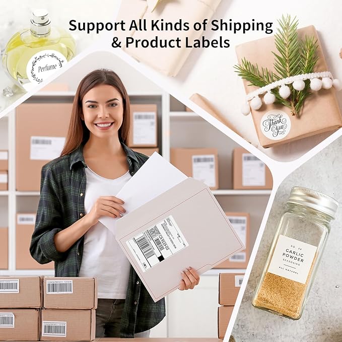 Bluetooth Thermal Shipping Label Printer, 4X6 Inkless Label Machine for iOS, Android, Laptop, Wireless Printer for Small Business, Compatible with Amazon, UPS, Shopify, Pink-DeskLoop Office