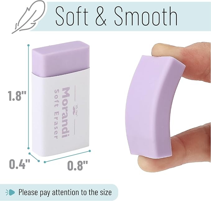 Mr. Pen- Pencil Erasers, 10 Pack, Morandi Colors | Soft Rubber Pencil Erasers - Image 3