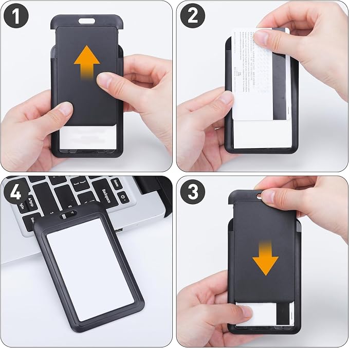 15 Pack Sliding ID Badge Holder Vertical Hard Plastic Card Case Protector Pouch - Image 5