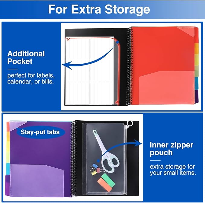 Forvencer 12 Pocket Project Organizer, 1/6-cut Tab Binder Organizer - Image 6
