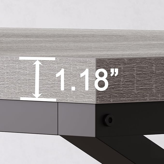 HSH 78 Inch Long Home Office Desk, Extra Large Grey Computer Desk for 2 Person, Industrial Wooden and Metal Executive Work Writing Study Gaming Desk Table, Modern Bedroom PC Laptop Desk Double Desk-DeskLoop Office