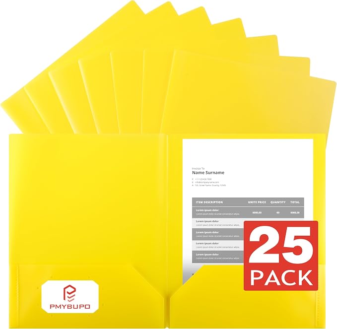 pmybupo Plastic 2-Pocket Folders, 8.5x11 Document Folders by pmybupo