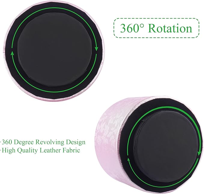 lizimandu Round Leather Art Supply Organizer,Remote Control Holder,360 Degree Spinning,Multi-Functional Pencil Holder,4 Compartments Desktop Stationary Organizer(1-Liuli Pink)-DeskLoop Office