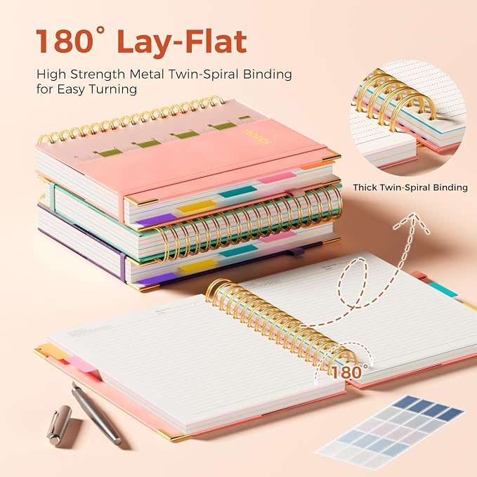 B5 Hardcover Spiral Notebook, 5 Subject Notebook 300 Pages, Large Lined Journal - Image 3