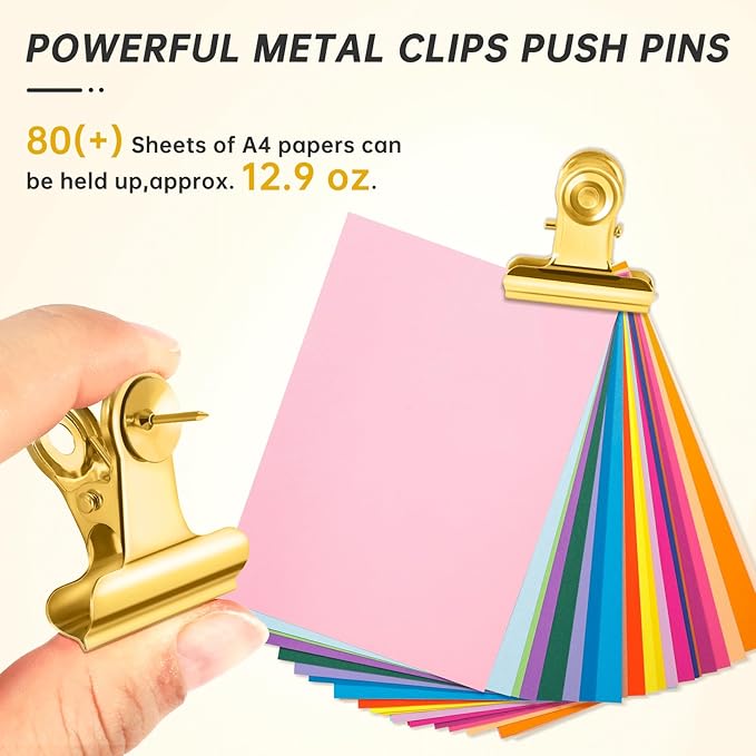 24Pcs Gold Push Pins Clips, Bulldog Clips Thumb Tacks, Metal Pushpin - Image 4