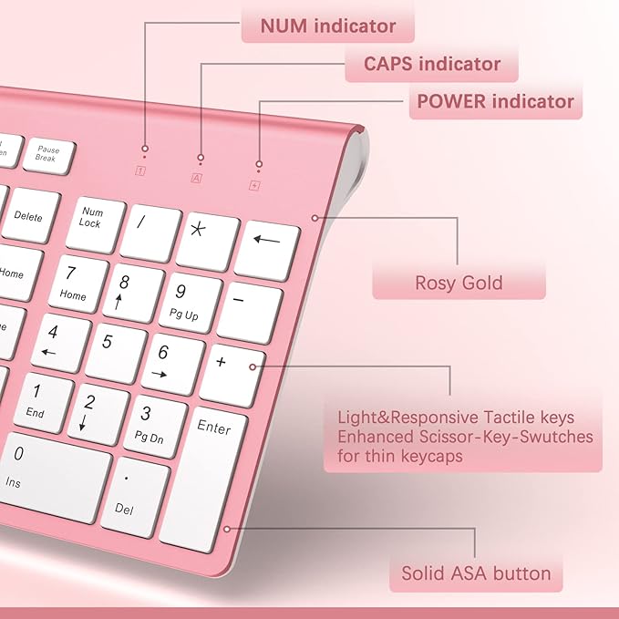 J JOYACCESS Wireless Keyboard Mouse Combo,Typewriter Keyboard Wireless, Portable Pink Wireless Keyboard for Computer/Laptop/Windows/Mac-DeskLoop Office