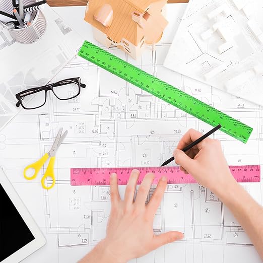 10 Pack Assorted Color Clear Plastic Rulers, 12 Inch/30 cm Transparent Ruler - Image 5