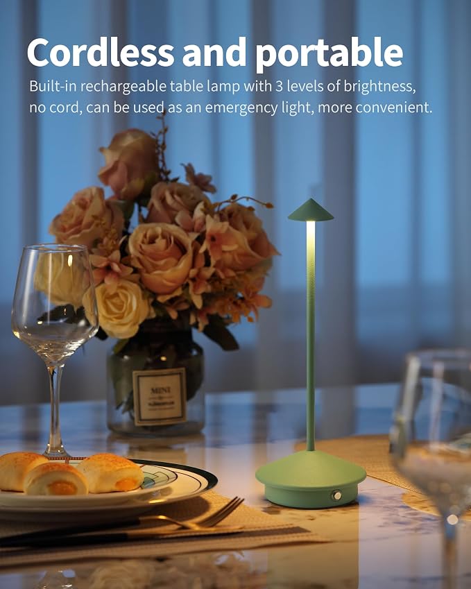Modern Cordless Table Lamp Set of 2, Portable LED Desk Lamps, 4000mAh - Image 2