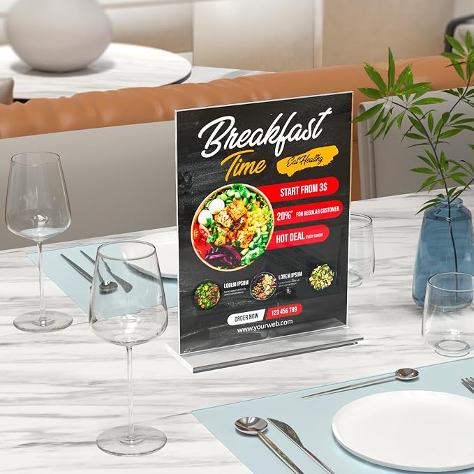 6 Pack Acrylic Sign Holder 8.5 x 11 Inches, Vertical Flyer Display Stand - Image 5