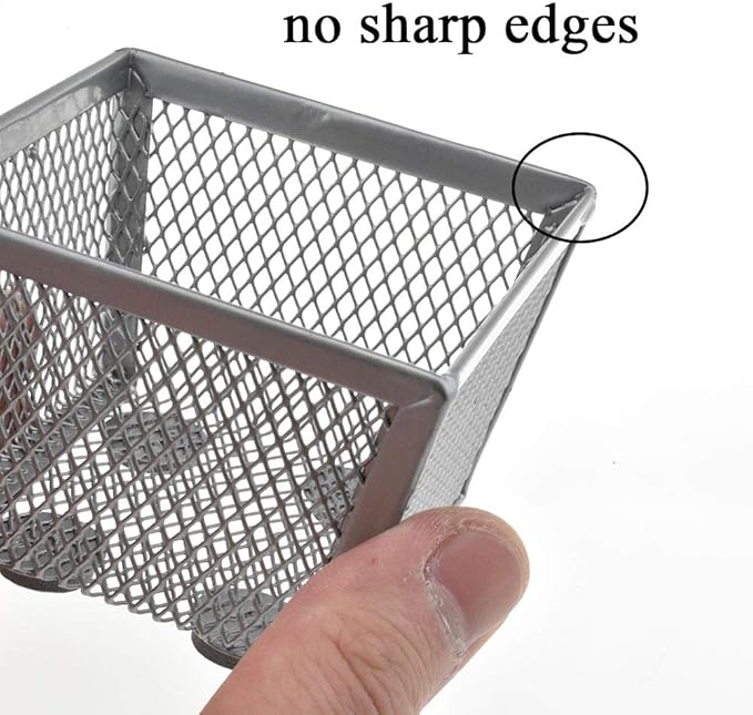 HAHIYO Stackable Paper Clip Mesh Holder cup 2.2" Height 2 Pack Silver Sturdy PaperClip Holder Container for Desk Drawer Organizer Collection for Home Office School Soft Foam Feet No Sharp Edges-DeskLoop Office