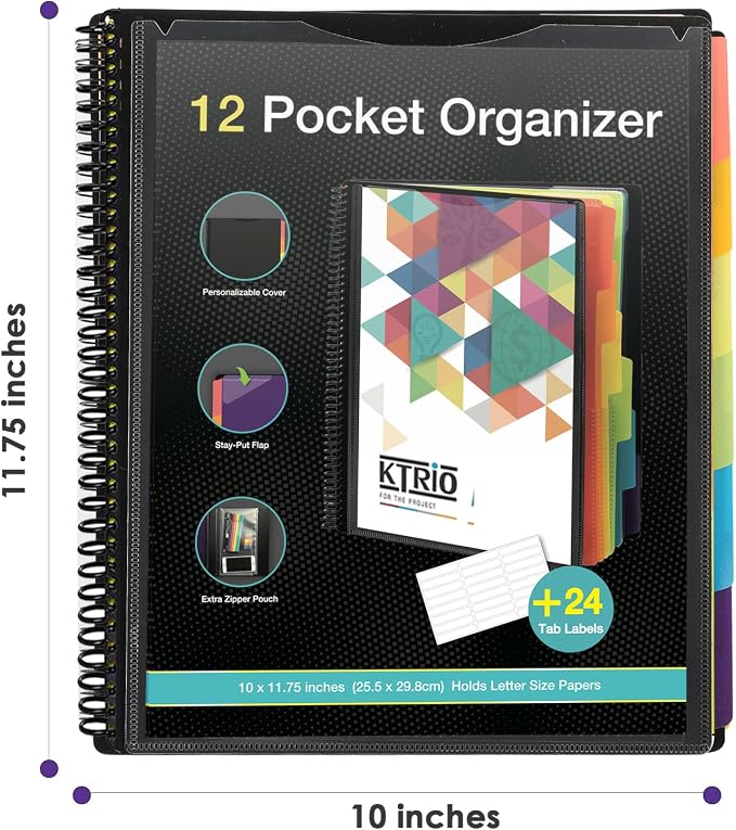 KTRIO 12 Pocket Project Organizer, Letter Size Spiral Binder, Letter Size Fit - Image 8