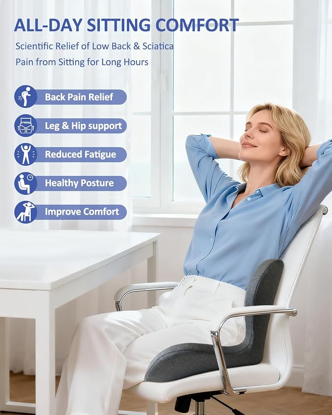 Seat Cushion with Back Support, Lumbar Support Pillow - Image 2
