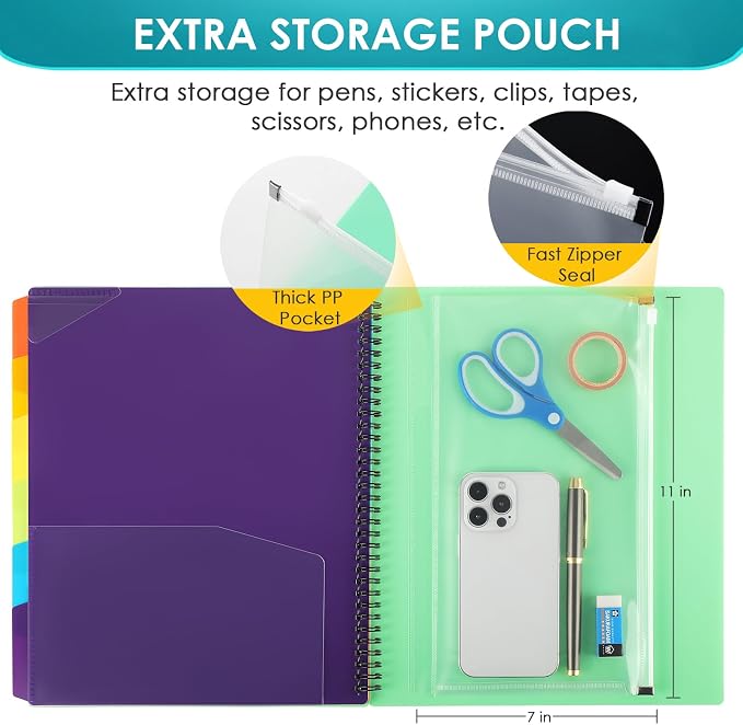 KTRIO 12 Pocket Project Organizer, Letter Size Spiral Binder, Letter Size Fit - Image 3