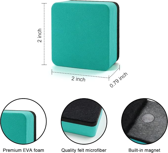 Dry Erase Erasers, IHPUKIDI 24 Pack Magnetic Whiteboard Dry Eraser Chalkboard - Image 2