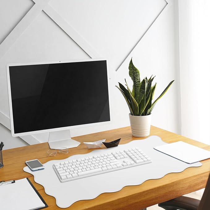 Hahafelt Scalloped Desk Mat Large Desk Pad Cute Coquette Table Mat Back to - Image 5