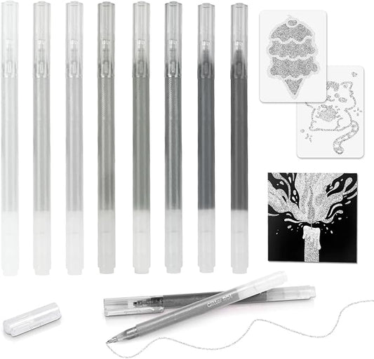 CAISEXILE 8 Neutral Palette Glitter Gel Pens Set, 1.0 mm Fine Point by CAISEXILE