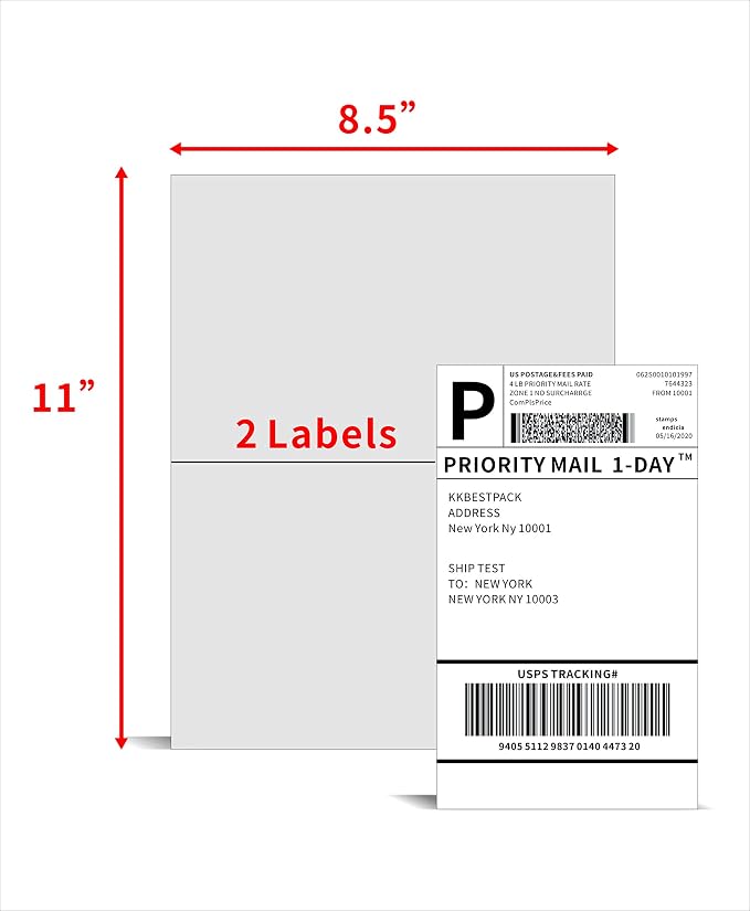KKBESTPACK Half Sheet Shipping Labels - Image 3