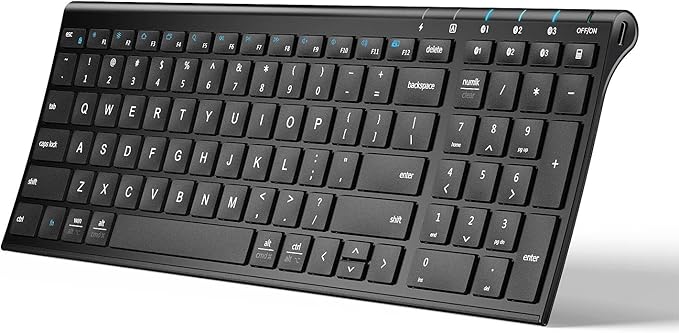 iClever BK10 Bluetooth Keyboard, Universal Bluetooth 5.1 Wireless Keyboard with Number Pad, Ergonomic Design, Multi-Device Compatibility, Stable Connection for Mac, iPad, iPhone, Android, Windows-DeskLoop Office