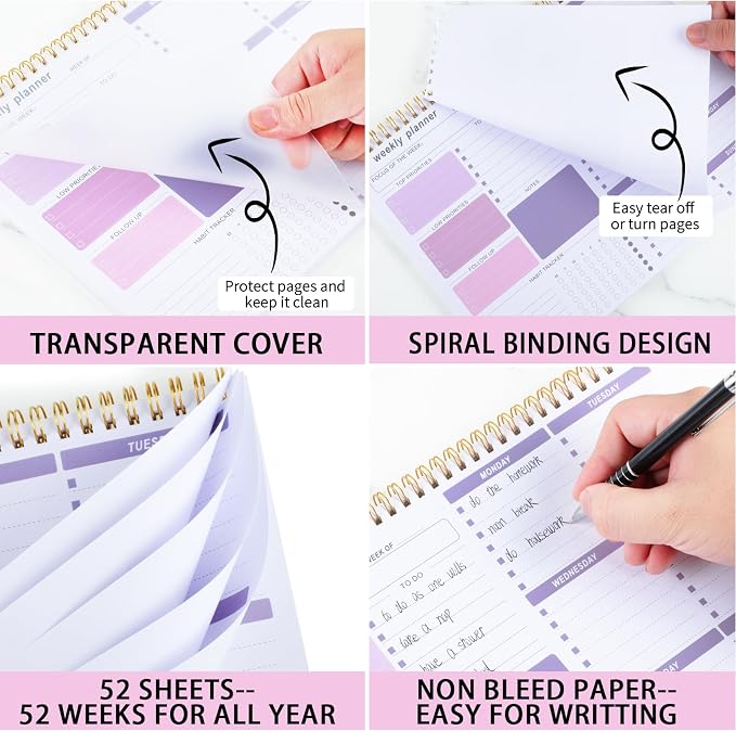 Weekly To Do List Notepad, 8.5''x11'' Weekly Desk Planner - Image 4