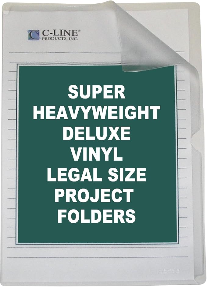 C-Line Deluxe Super Heavyweight Non-Glare Vinyl Project Folders, Legal Size by C-Line