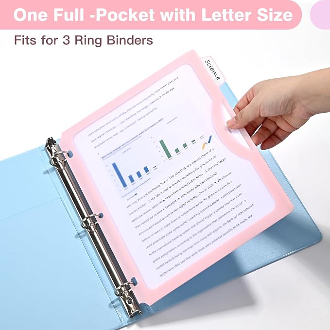 15 Counts Dividers with One Full Pocket, 5-Tab Binder Dividers - Image 3