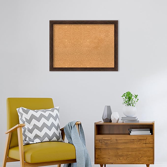 Amanti Art Natural Cork Board for Wall, 23x31 Vision Board with Brown Wood Frame, Medium Corkboard Office Decor for Home Organization, Casual Corkboard Pinboard to display items for home organization-DeskLoop Office