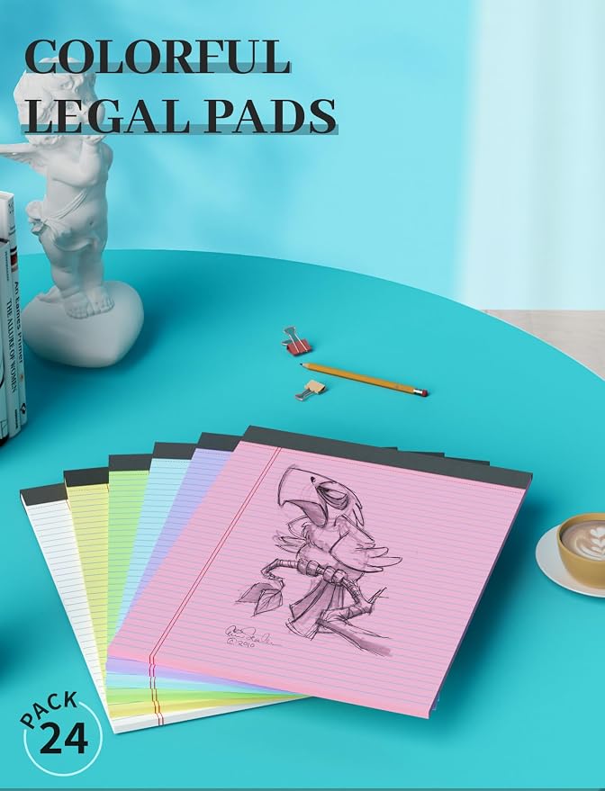 24 Pack Colored Legal Pads 8.5 x 11, College Ruled, 720 Sheets Note Pads 8.5 x - Image 5