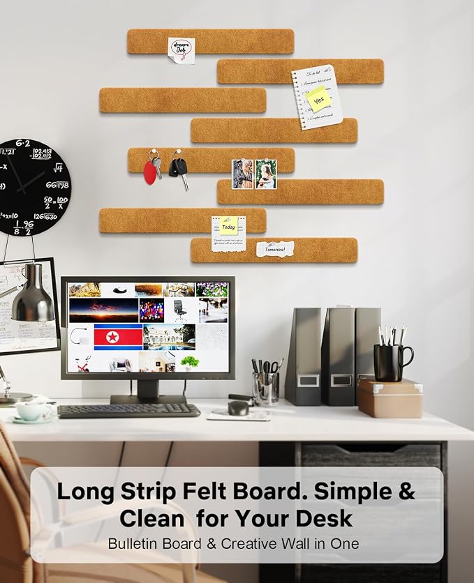 Small Cork Bulletin Board Tiles, Felt Wall Decor and Office Desk Accessories - Image 6