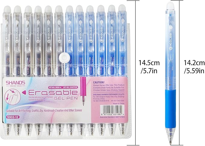12Pcs Retractable Erasable Gel Pens Clicker, Fine Point 0.7mm Smooth Writing - Image 2