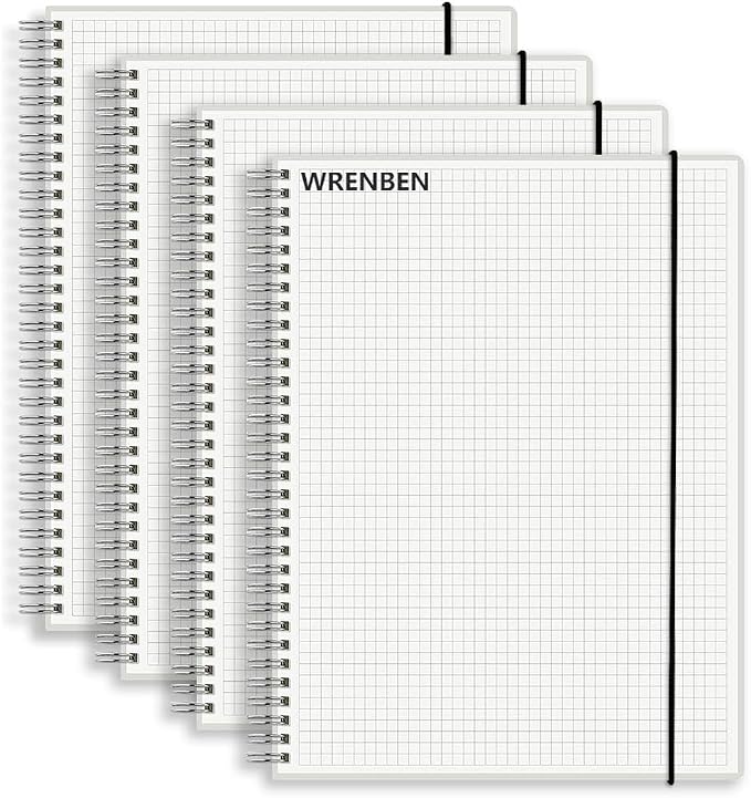 WRENBEN 120gsm Graph Paper Composition Notebook A5 Spiral Notebook 160 Pages by WRENBENNOTEBOOK