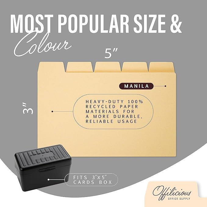 25 Heavyweight Manila Index Card Box Dividers - Image 5