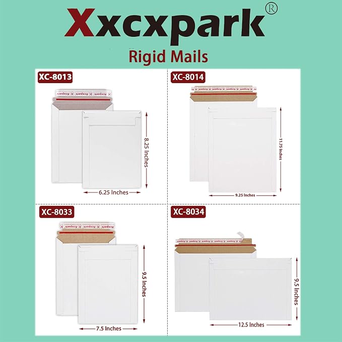 Xxcxpark 25 Pack Rigid Mailers, 9.5x12.5 inches Self Seal Photo Document - Image 8