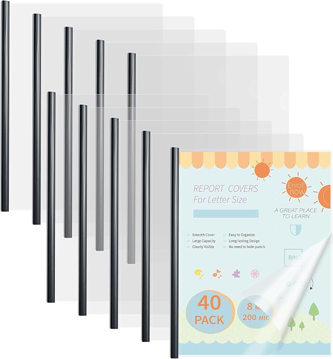 Binditek 40 Pack Heavyduty Clear Report Covers by Binditek