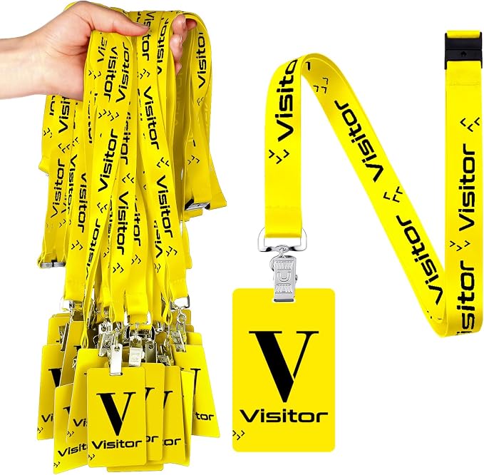 PerKoop 25 Pack Visitor Badge Lanyards Volunteer Badge Holder by PerKoop
