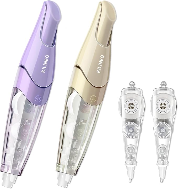 Refillable Retractable White Correction Tape, Pen Shaped White Smooth Pull Out by KILINEO