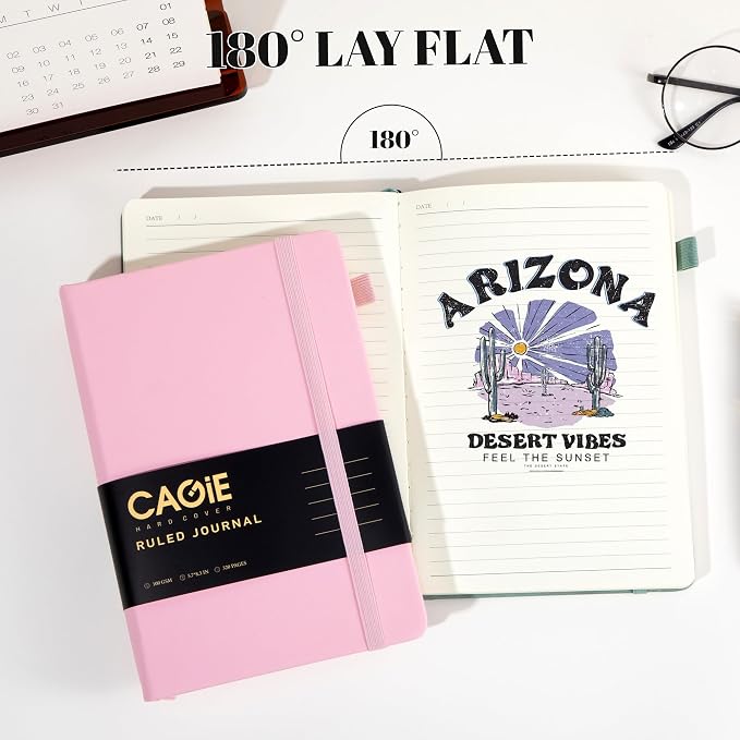 CAGIE Pink Journal Notebook for Women, 320 Pages College Ruled Notebook - Image 5