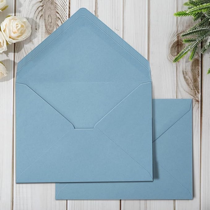 Whaline 50Pcs A7 Invitation Envelopes Set Dusty Blue Greeting Card Envelopes by Whaline
