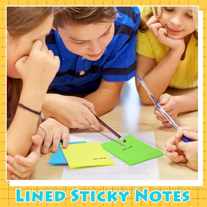 Yexiya 64 Pcs Lined Sticky Notes Self Stick Notes with Lines Bright Assorted Colors Sticky Pad for Home Office Products Post Memos, 1920 Sheets(4 x 6 Inch,Classic Color)-DeskLoop Office