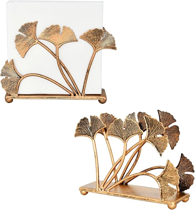 OwlGift Set of 2 Modern Ginkgo Leaves Design Napkin Holder - Image 11