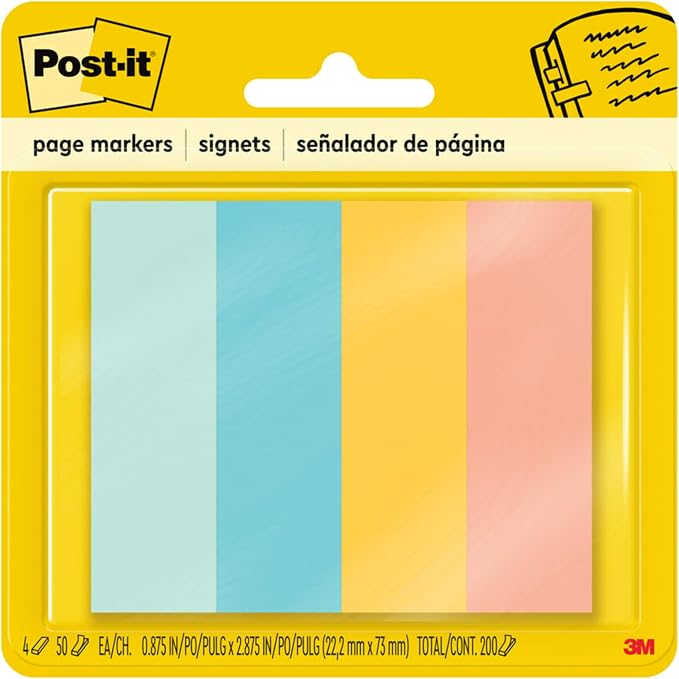 Post-it Page Markers, 0.5 x 1 .7 in, 4 Pads | Ideal by Unknown