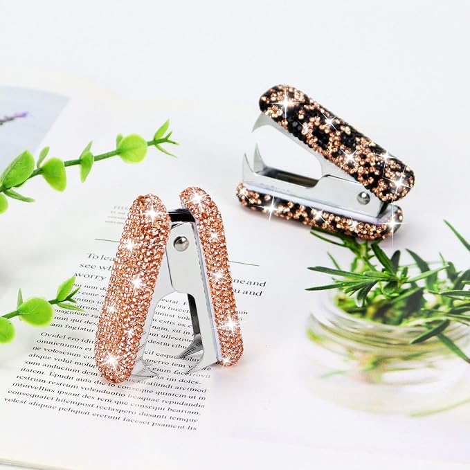 MultiBey Rhinestone Staple Remover, Handmade Bling Crystal Gold Cute Staple - Image 5