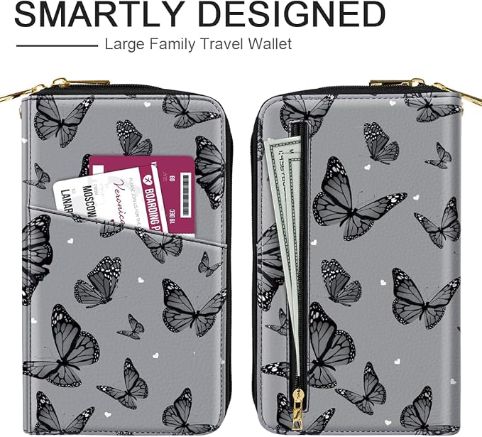Family Passport Holder Wallet RFID Blocking Document Organizer PU Leather - Image 3