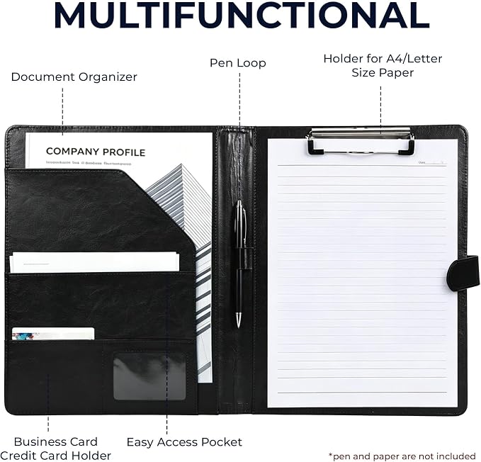 10 Pack Padfolio Portfolio Binder, Faux Leather Folder, Resume Interview Legal - Image 3