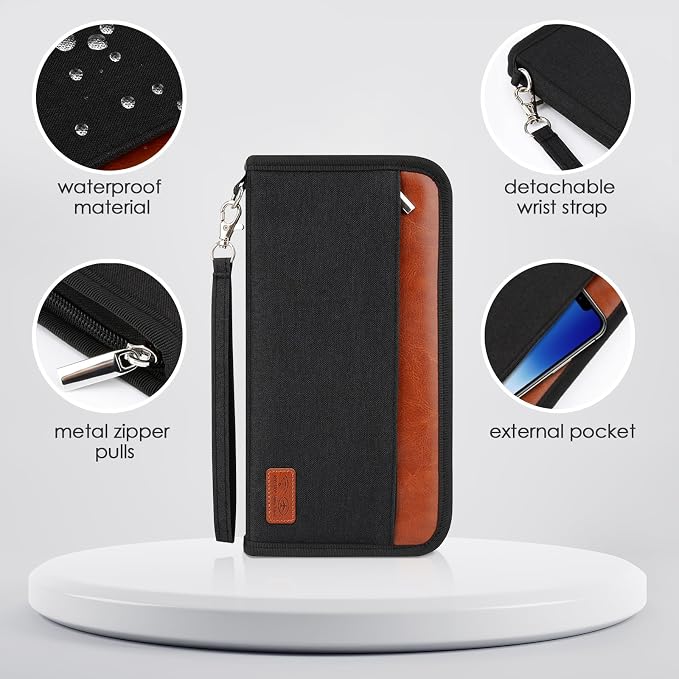 Passport Holder Family Travel Large RFID Blocking Passport Organizer, Travel - Image 5