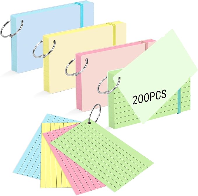 HAUTOCO 200 PCS Colored Index Cards 3x5 by HAUTOCO