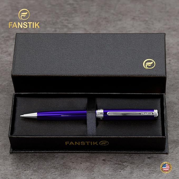 Customized Blue Luxury ballpoint pen (Made In USA) fancy gift set for women, Chrome Finish, Professional executive pen gift set for men (Lux Custom-BallPoint Blue)-DeskLoop Office
