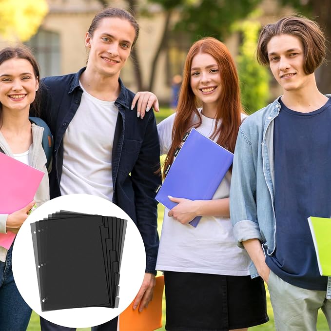 Black Binder Dividers, 8-Tab Sturdy Plastic Dividers, Binder Dividers - Image 8